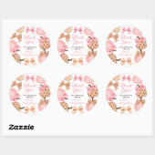 Sticker Rond Baby shower de Citrouille Coquette Pink Bow Merci (Feuille)