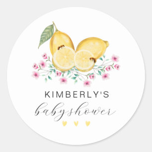 Sticker Rond Baby shower de Citrus de Citron Cute Little Cutie