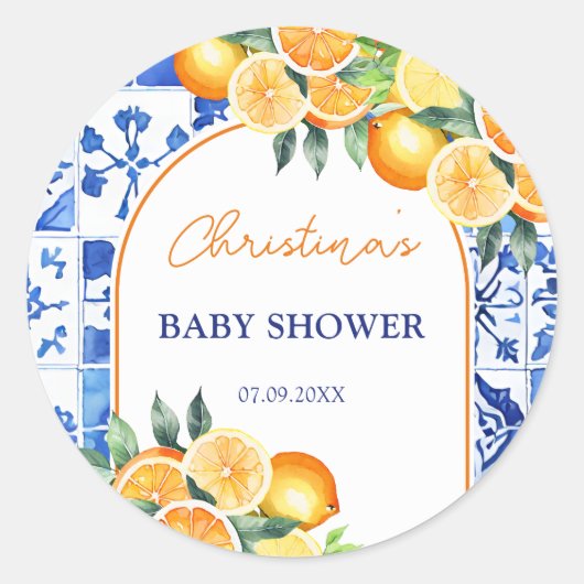 Sticker Rond Baby shower de Citrus Little Cutie (Devant)