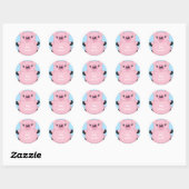 Sticker Rond Baby shower de cochon bleu (Feuille)