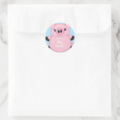 Sticker Rond Baby shower de cochon bleu (Sac)