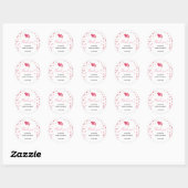 Sticker Rond Baby shower de coeur doux (Feuille)