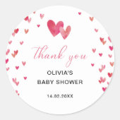 Sticker Rond Baby shower de coeur doux (Devant)