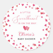 Sticker Rond Baby shower de coeur doux (Devant)