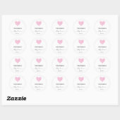 Sticker Rond Baby shower de coeur rose (Feuille)