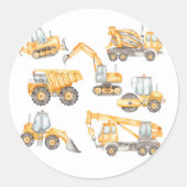 Sticker Rond Baby shower de construction Truck Party (Devant)