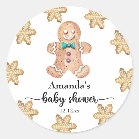 Sticker Rond Baby shower de cookies de Noël (Devant)
