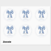 Sticker Rond Baby shower de coquette Blue Bow Ruban Boy (Feuille)