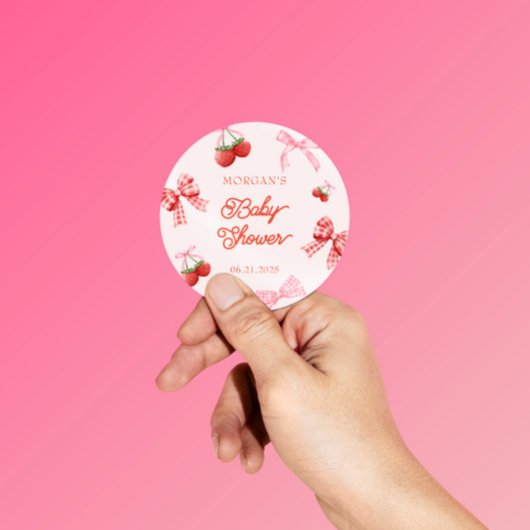 Sticker Rond Baby shower de coquette rose pâle Berry