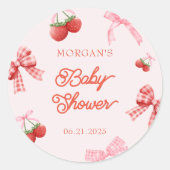 Sticker Rond Baby shower de coquette rose pâle Berry (Devant)