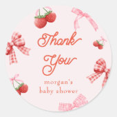 Sticker Rond Baby shower de coquette rose pâle Berry (Devant)
