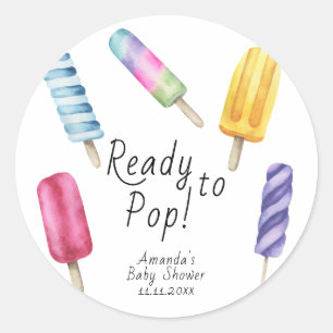 Sticker Rond Baby shower de couleur aquarelle Popsicle