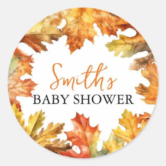 Sticker Rond Baby shower de couleurs chaudes (Devant)