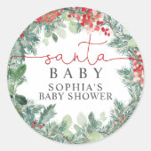 Sticker Rond Baby shower de couronne de Noël (Devant)
