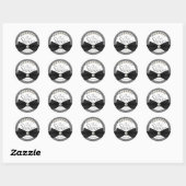 Sticker Rond Baby shower de Cravate Damask Pearls et Bow Favori (Feuille)