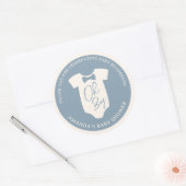 Sticker Rond Baby shower de Cravate Dusty Blue Bow (Enveloppe)