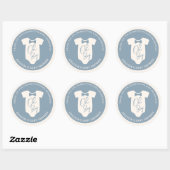 Sticker Rond Baby shower de Cravate Dusty Blue Bow (Feuille)