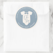 Sticker Rond Baby shower de Cravate Dusty Blue Bow (Sac)