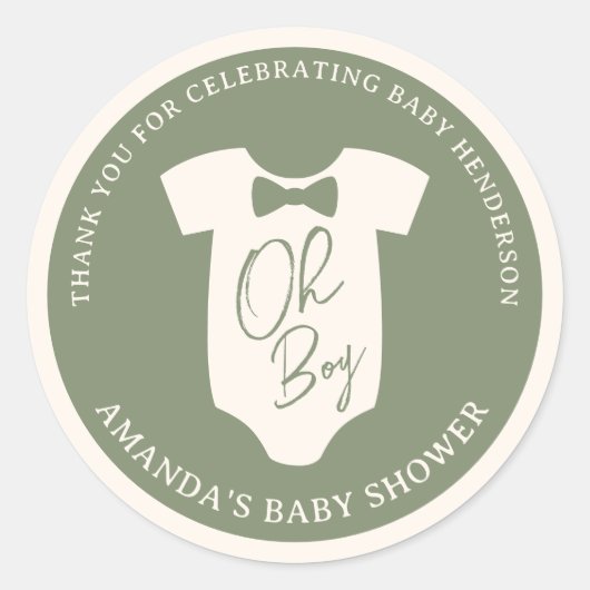 Sticker Rond Baby shower de Cravate Sage Bow (Devant)
