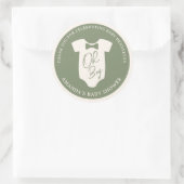 Sticker Rond Baby shower de Cravate Sage Bow (Sac)