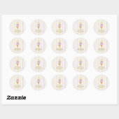 Sticker Rond Baby shower de crème glacée jaune violet (Feuille)
