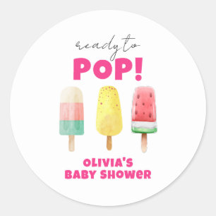 Sticker Rond Baby shower de crème glacée Popcicle été moderne