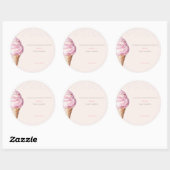 Sticker Rond Baby shower de crème glacée rose doux (Feuille)