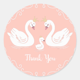 Sticker Rond Baby shower de cygne