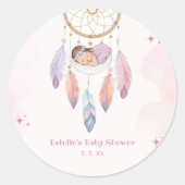 Sticker Rond Baby shower de dragage pastel (Devant)