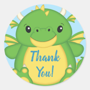 Sticker Rond Baby shower de dragon bleu