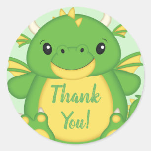 Sticker Rond Baby shower de dragon vert