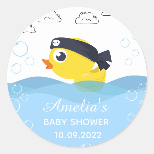 Sticker Rond Baby shower de Duckie Boy en caoutchouc (Devant)