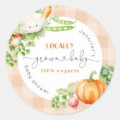 Sticker Rond Baby shower de ferme Citrouille d'automne de bébé  (Devant)