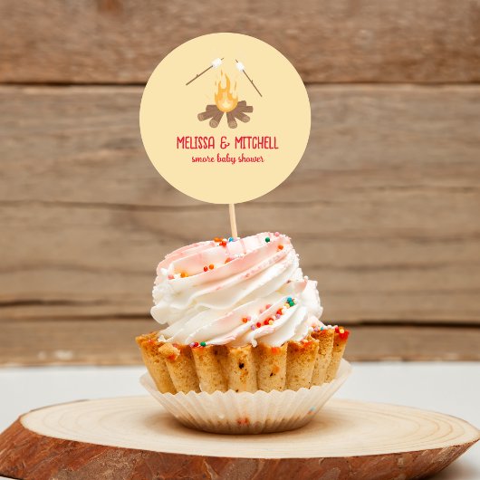 Sticker Rond Baby shower de feu de camp Smore piquets