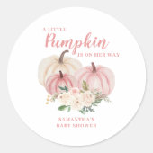 Sticker Rond Baby shower de fille Citrouille rose (Devant)