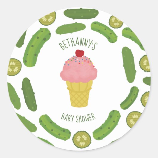Sticker Rond Baby shower de fille de briques et de crème glacée (Devant)