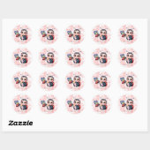 Sticker Rond Baby shower de fille de coccinelle et papillon (Feuille)