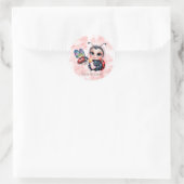 Sticker Rond Baby shower de fille de coccinelle et papillon (Sac)