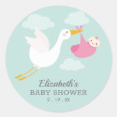 Sticker Rond Baby shower de fille de magasin rose (Devant)