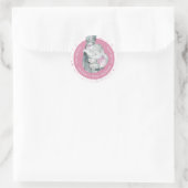 Sticker Rond Baby shower de fille d'hiver Pink Snowflake Elépha (Sac)
