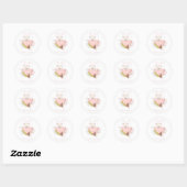 Sticker Rond Baby shower de fille d'ours d'hiver rose (Feuille)