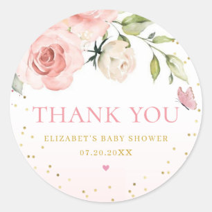 Sticker Rond Baby shower de fille en Merci mou moderne