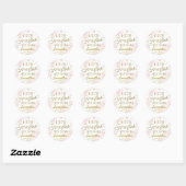 Sticker Rond Baby shower de fille Pink Gold Snowflake (Feuille)