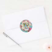 STICKER ROND BABY SHOWER DE FILLES EN STORK ROSES ROSES ROSES E (Enveloppe)