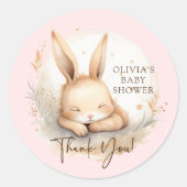 Sticker Rond Baby shower de filles lapin de sciage (Devant)