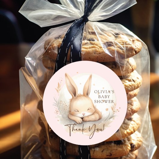 Sticker Rond Baby shower de filles lapin de sciage