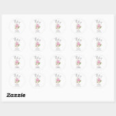 Sticker Rond Baby shower de Flamant rose rose tropicale aquarel (Feuille)