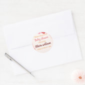 Sticker Rond Baby shower de fleurs d'aquarelle rose bordeaux (Enveloppe)