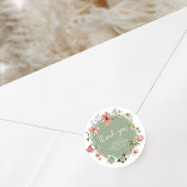 Sticker Rond Baby shower de fleurs de bébé vert Sage