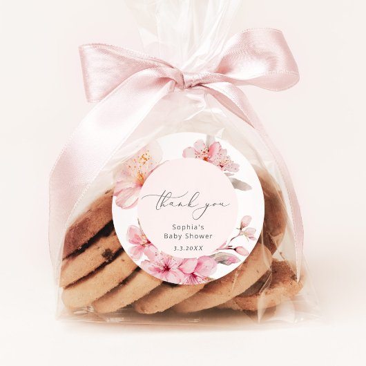 Sticker Rond Baby shower de fleurs de cerisier de Sakura